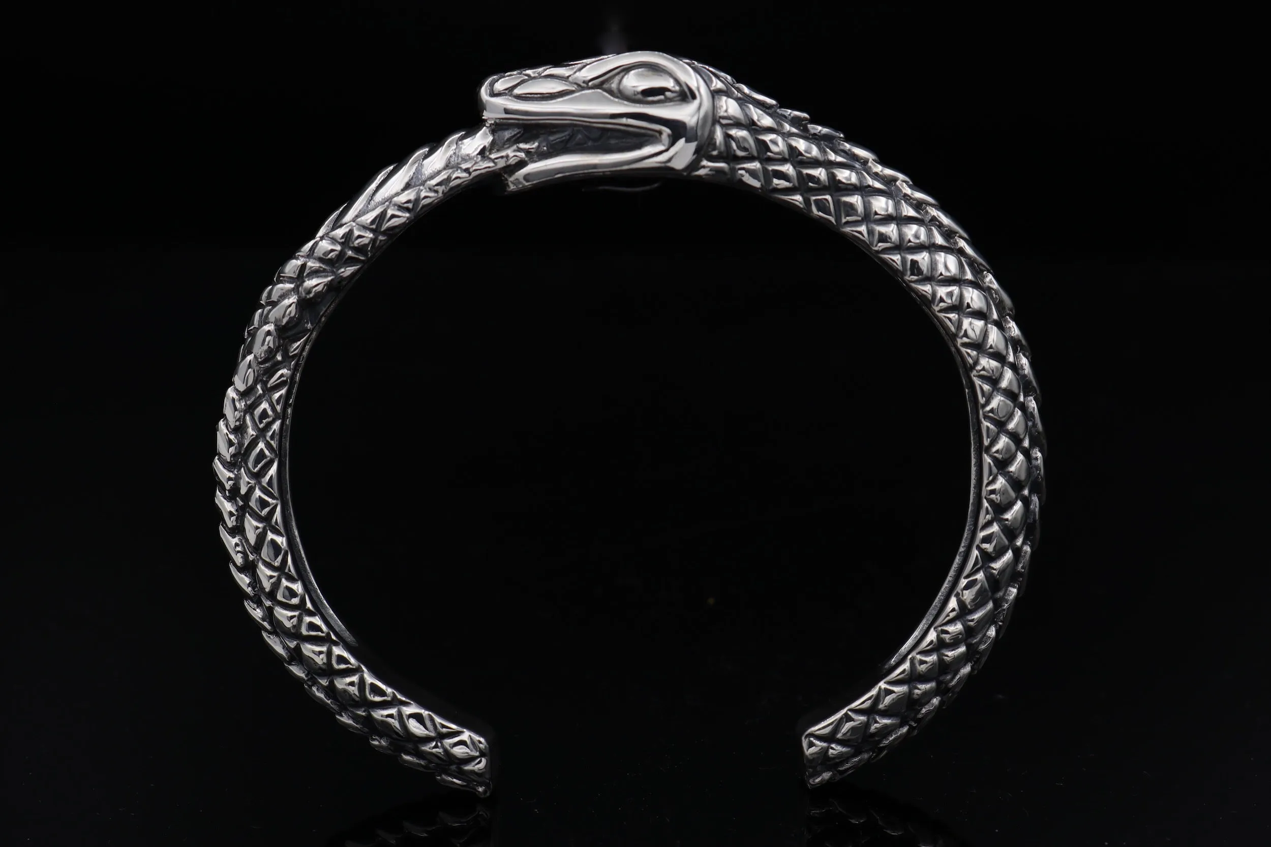 #DB-21 Ouroboros Snake Cuff, Sterling