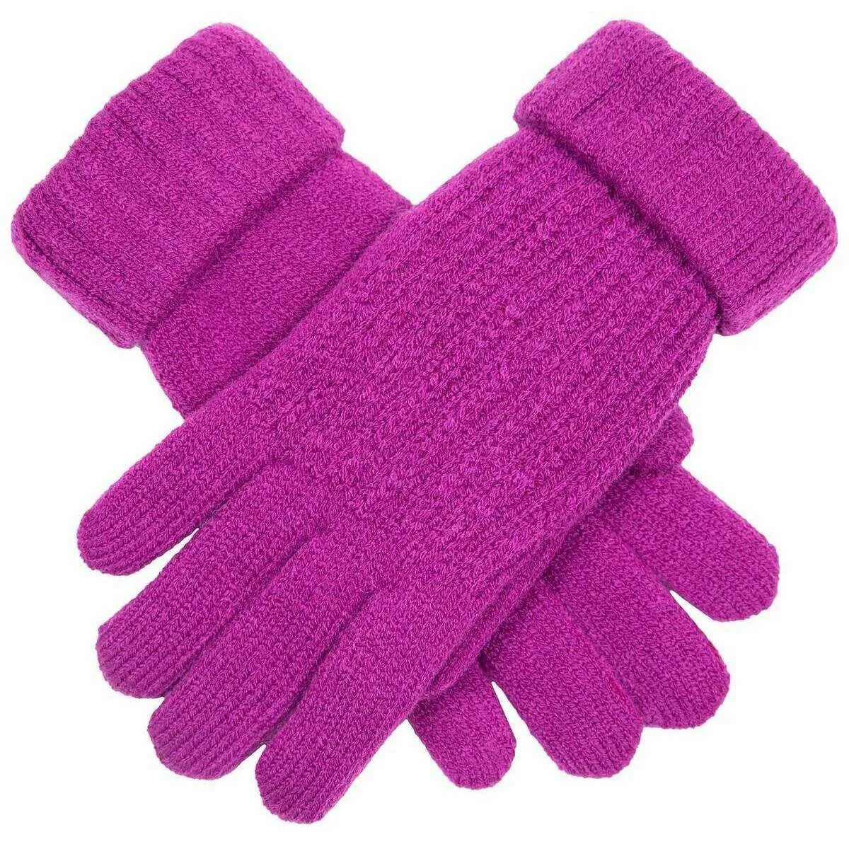 Dents Ribbed Knit Gloves - Orchid Purple