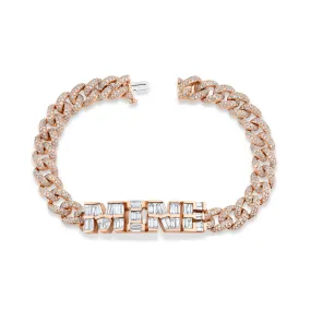 DIAMOND BAGUETTE CUSTOM 4 LETTER PAVE MEDIUM LINK BRACELET