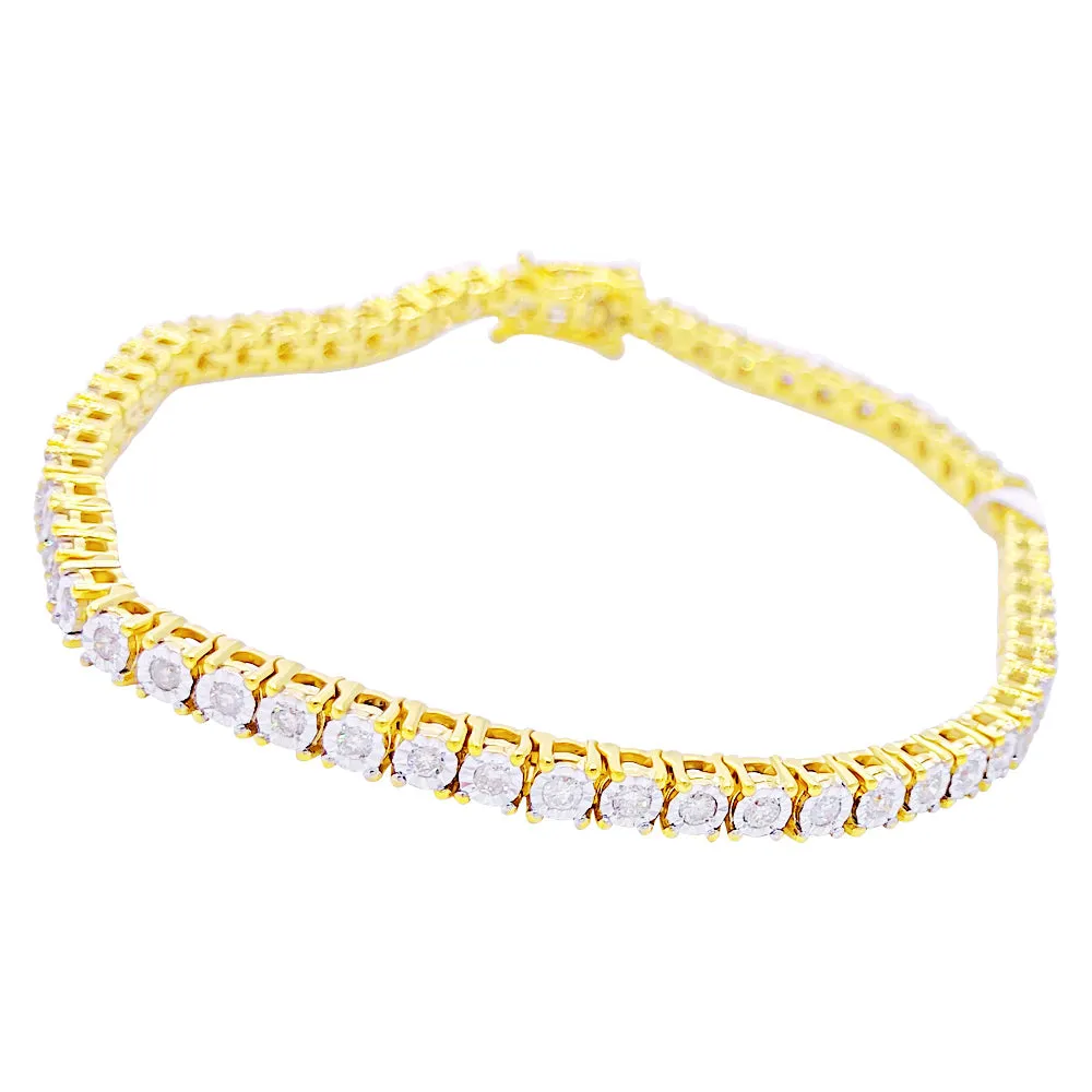 Diamond Tennis Bracelet 10K Gold Miracle Setting