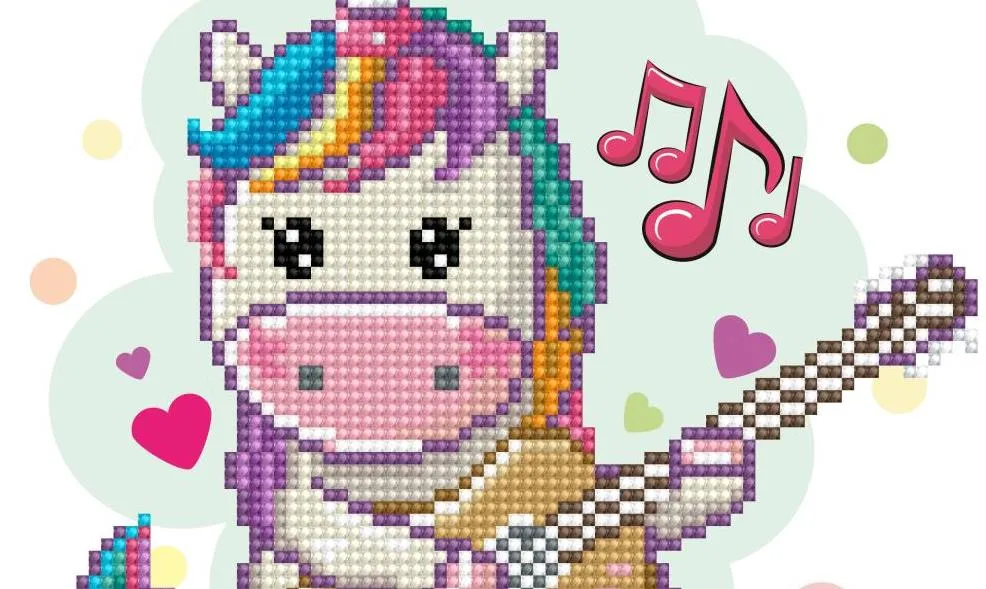 DIY Diamond Dotz Music Fills My Heart Unicorn Facet Bead Wall Hang Picture Kit