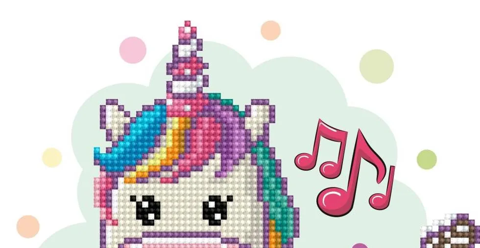 DIY Diamond Dotz Music Fills My Heart Unicorn Facet Bead Wall Hang Picture Kit