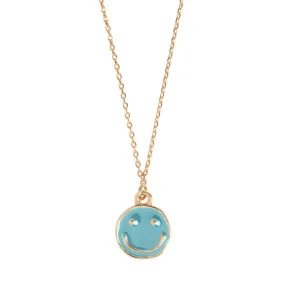 Doris - Blue Smiley Enamel Necklace