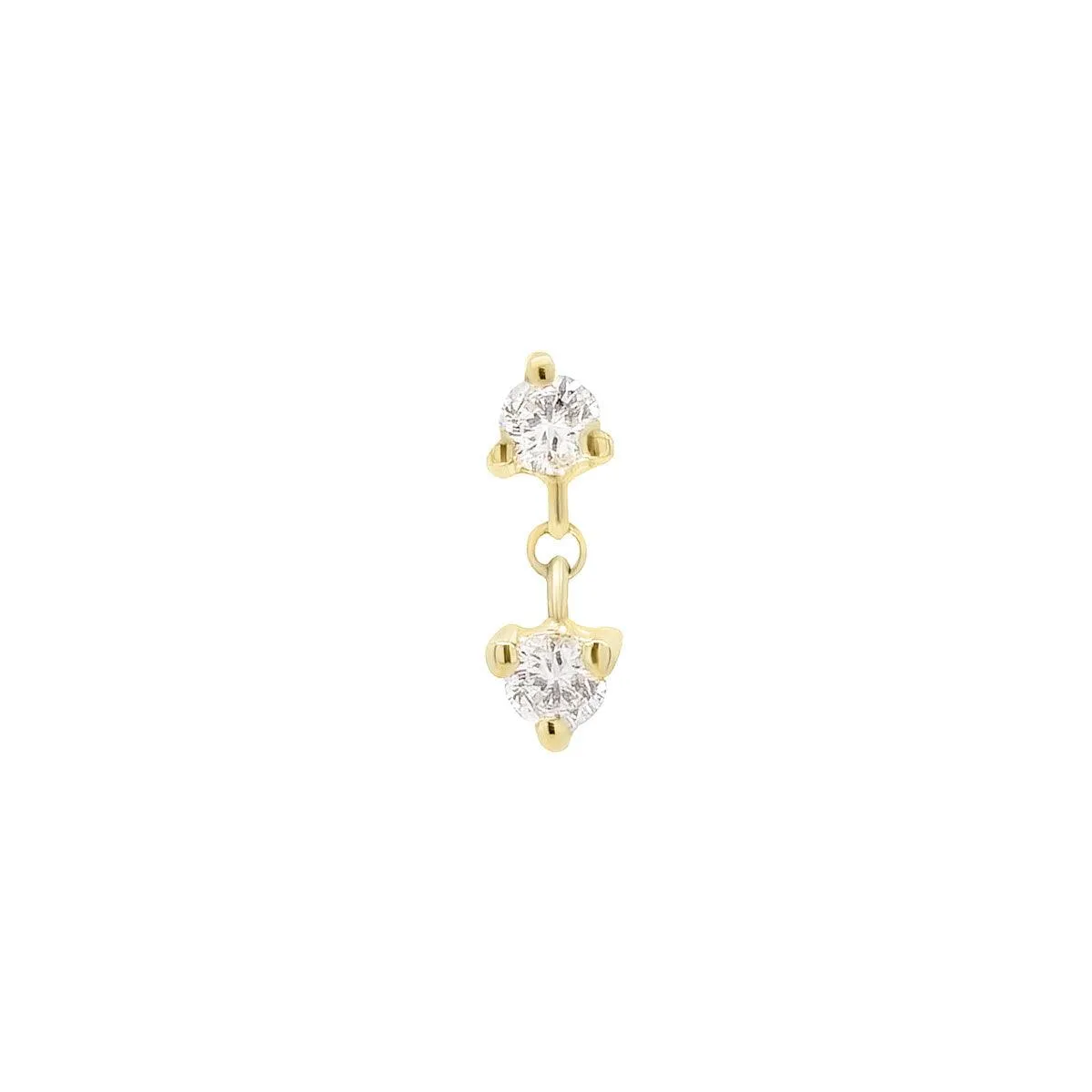 Double Diamond Drop Threaded Flat Back Earring | .25GMS .05CT | Single