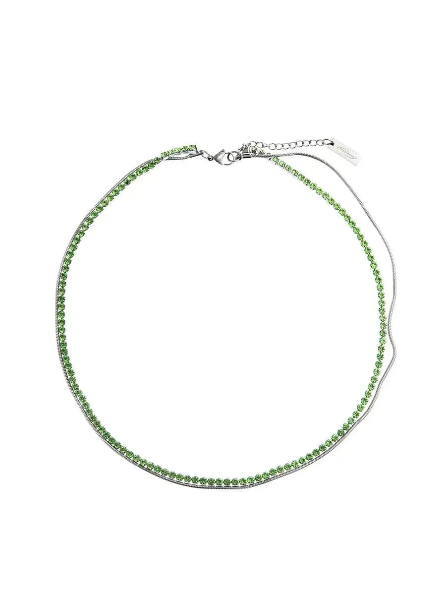 Double Layered Zircon Beads Necklace & Bracelet