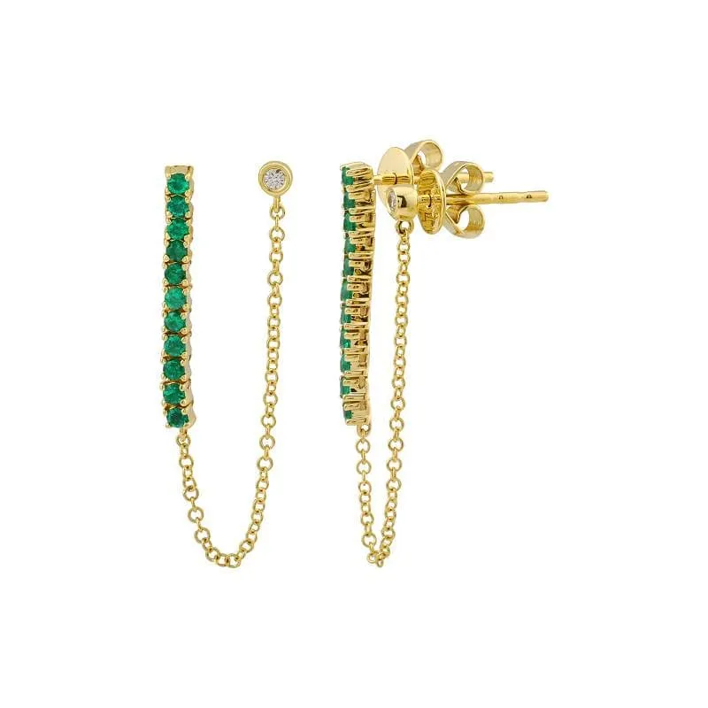 Double Stud Chain Tennis Gemstone Earrings