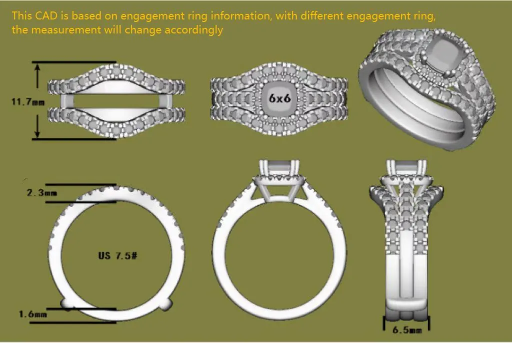 Doveggs round moissanite/lab grown diamond guard ring/enhancer-6.5mmm band width