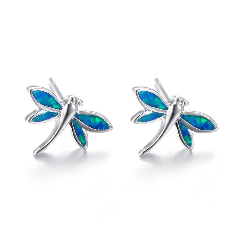 Dragonfly Opal Stud Earrings