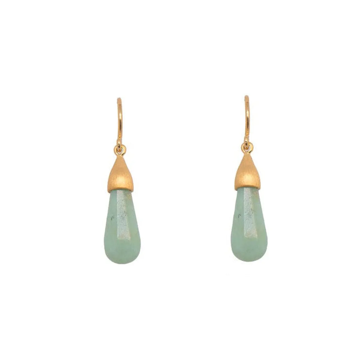 Drop Cabochon Chrysoprase 24K Gold Vermeil Earrings