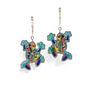 Earrings - Artistic Colorful Frogs