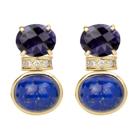 Earrings - Iolite, Diamond And Lapis Lazuli (2385H)