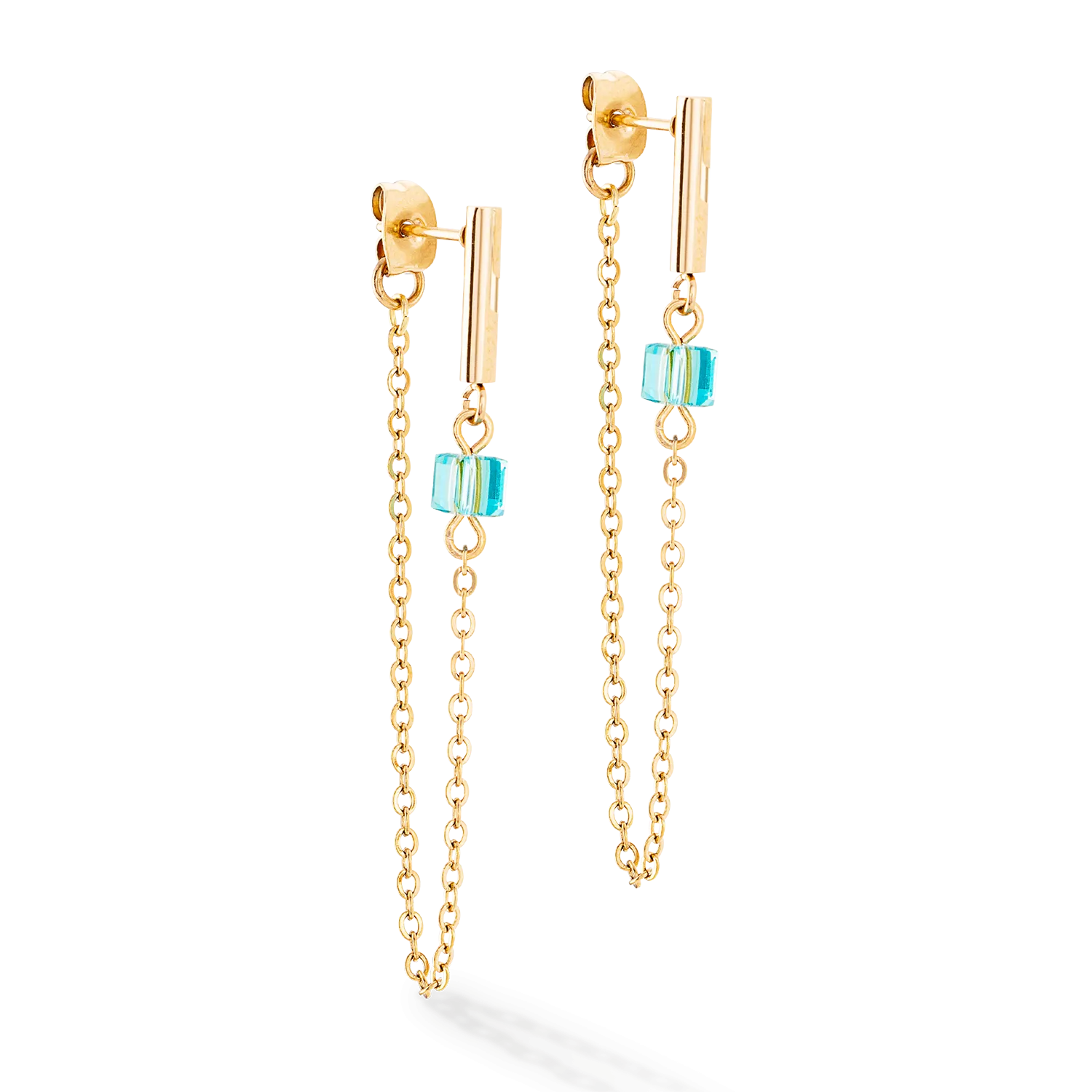 Earrings Mini Cubes & Chain gold-multicolour