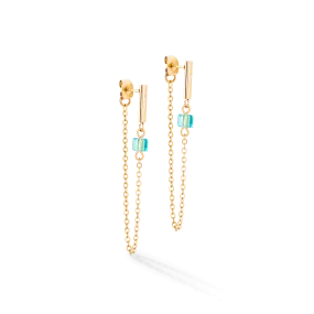 Earrings Mini Cubes & Chain gold-multicolour