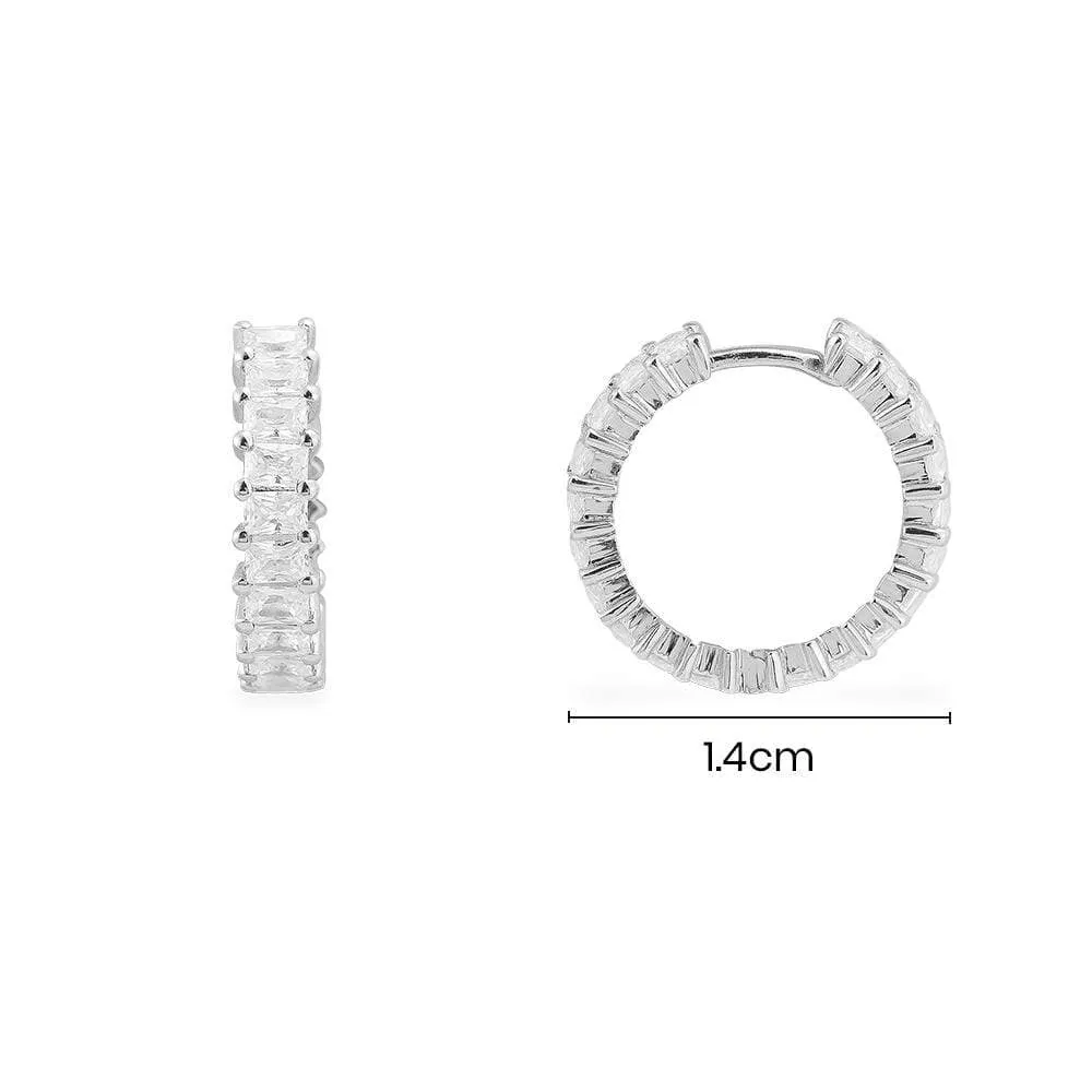 Eclat Hoop Earrings - White Silver