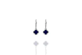 EK-65/S/LAP - Lapis Drop Earring with White CZ