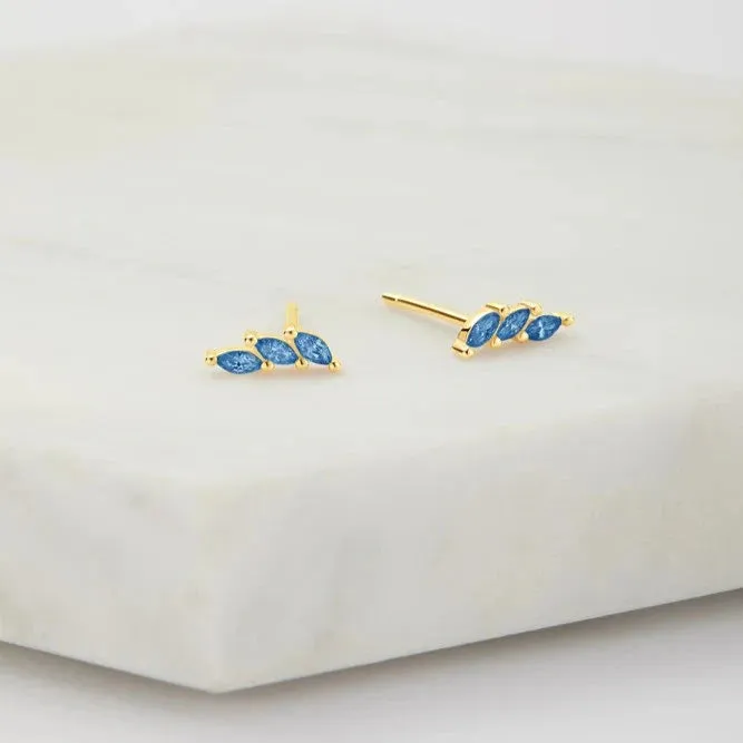 Emily Stud Earring - Sapphire - 925 Sterling Silver