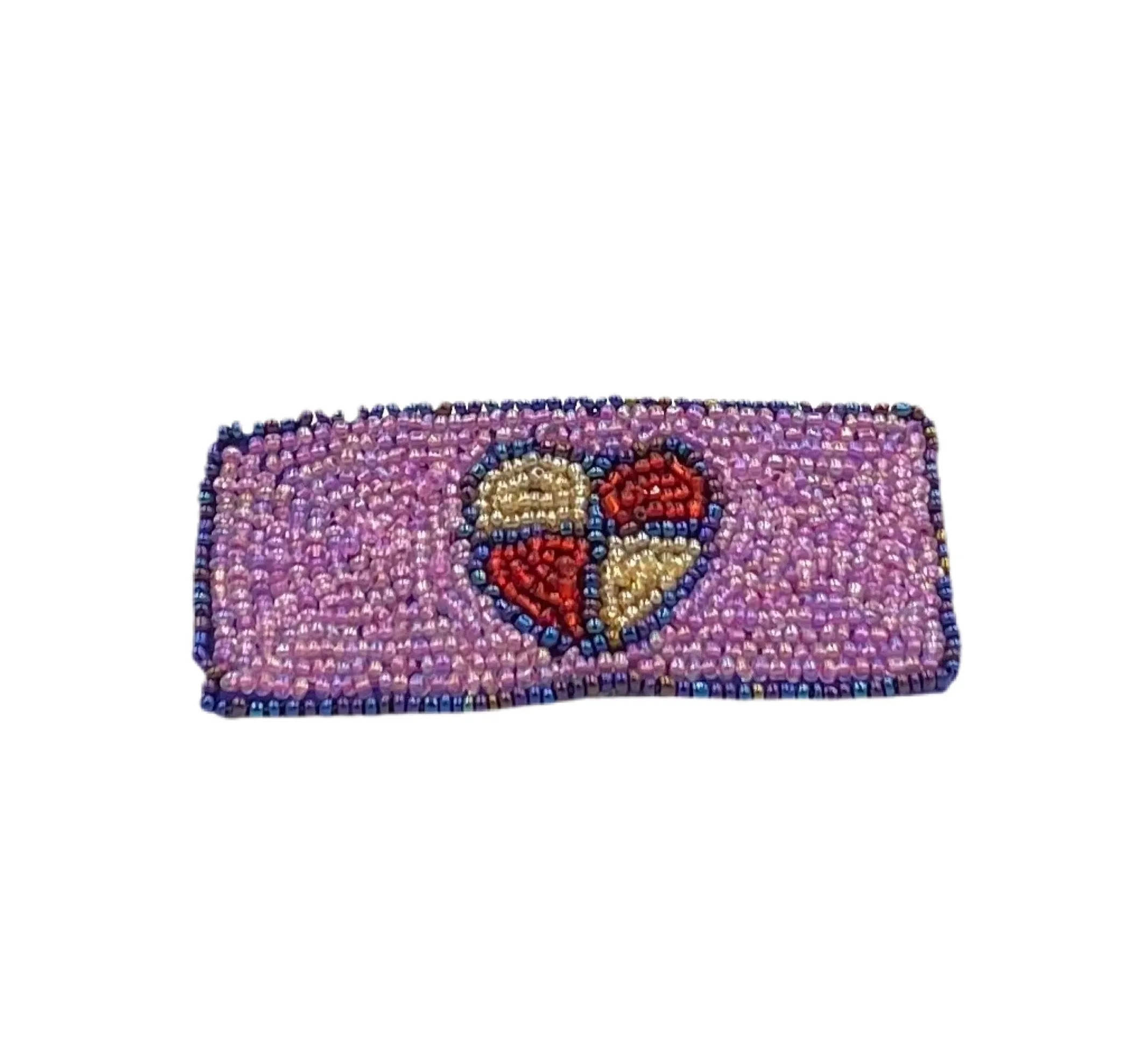 Erzulie Haitian Beaded Barrette - Pink, Red, & Gold