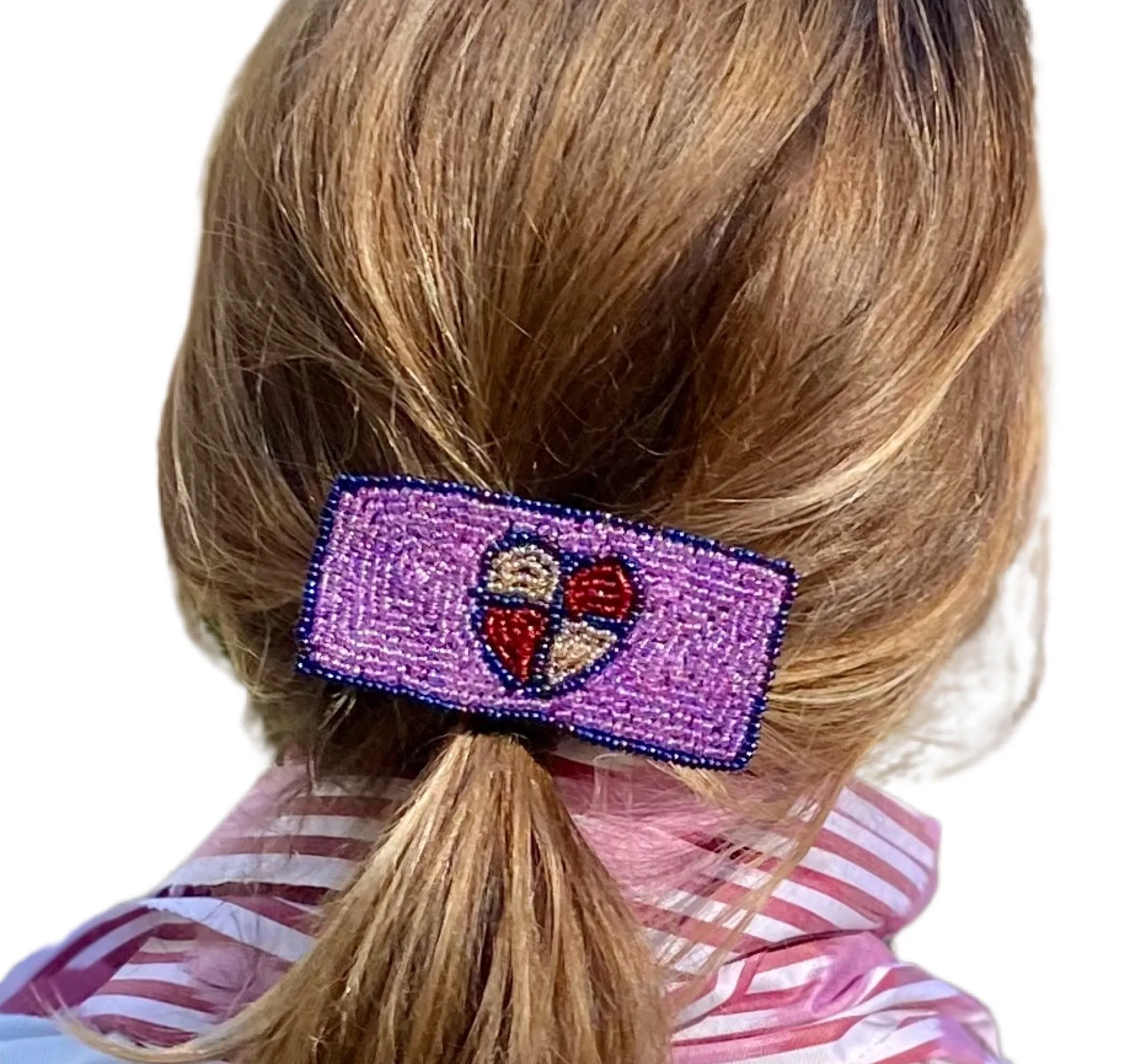 Erzulie Haitian Beaded Barrette - Pink, Red, & Gold