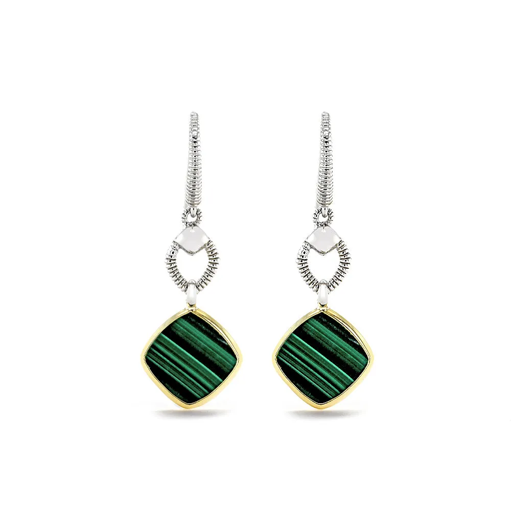 Eternity Drop Earrings with Malachite and 18K Gold