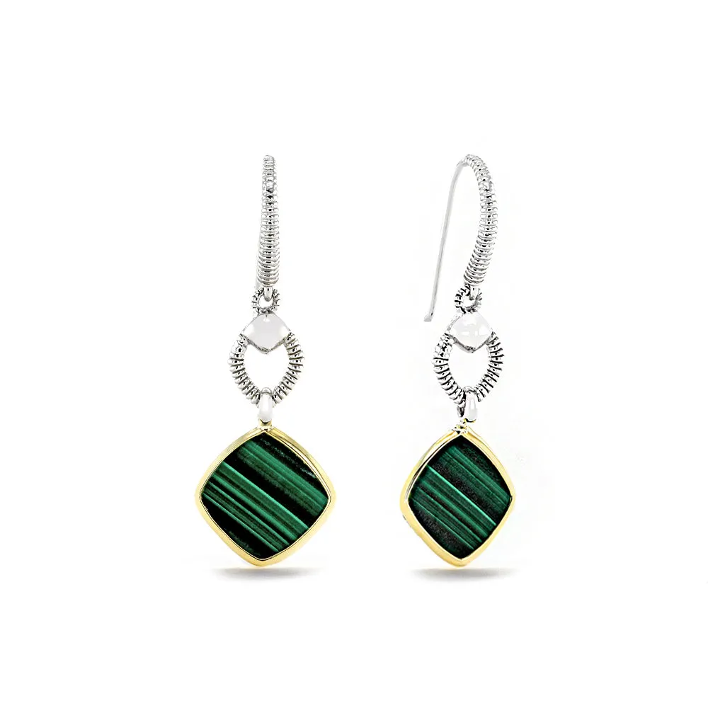 Eternity Drop Earrings with Malachite and 18K Gold