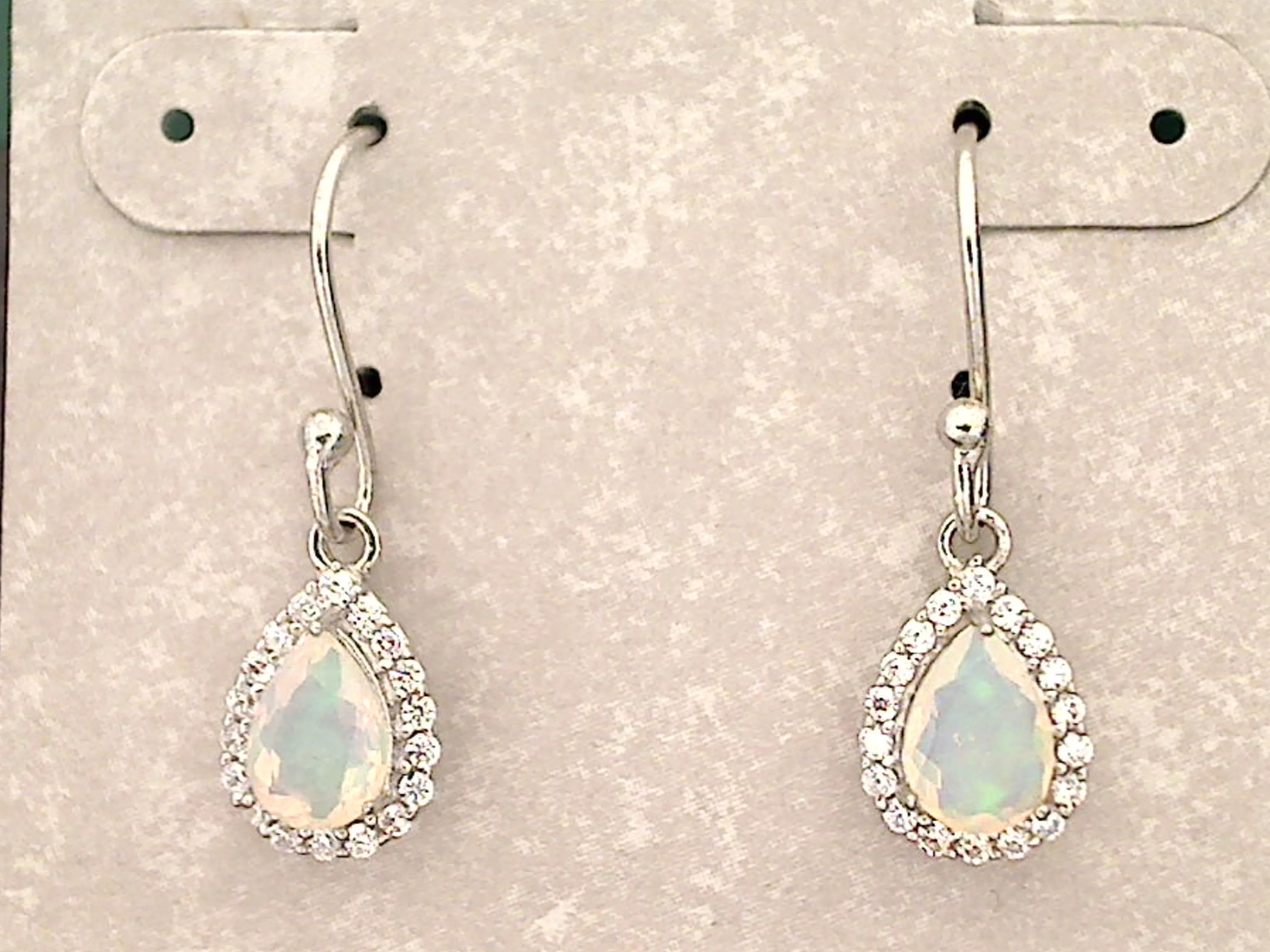 Ethiopian Opal, CZ, Sterling Silver Earrings