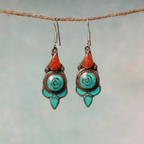 Ethnic Tribal Tibetan Earrings from Himalayas