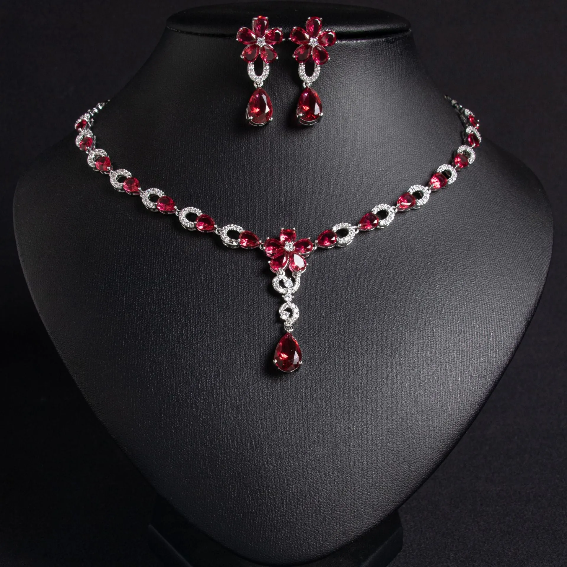 European and American style bridal necklace fairy zircon water drop color female bridal jewelry