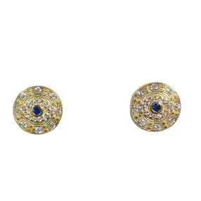 Evil Eye Disc Stud Earrings