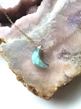 Faceted Labradorite Moon Crystal Necklace