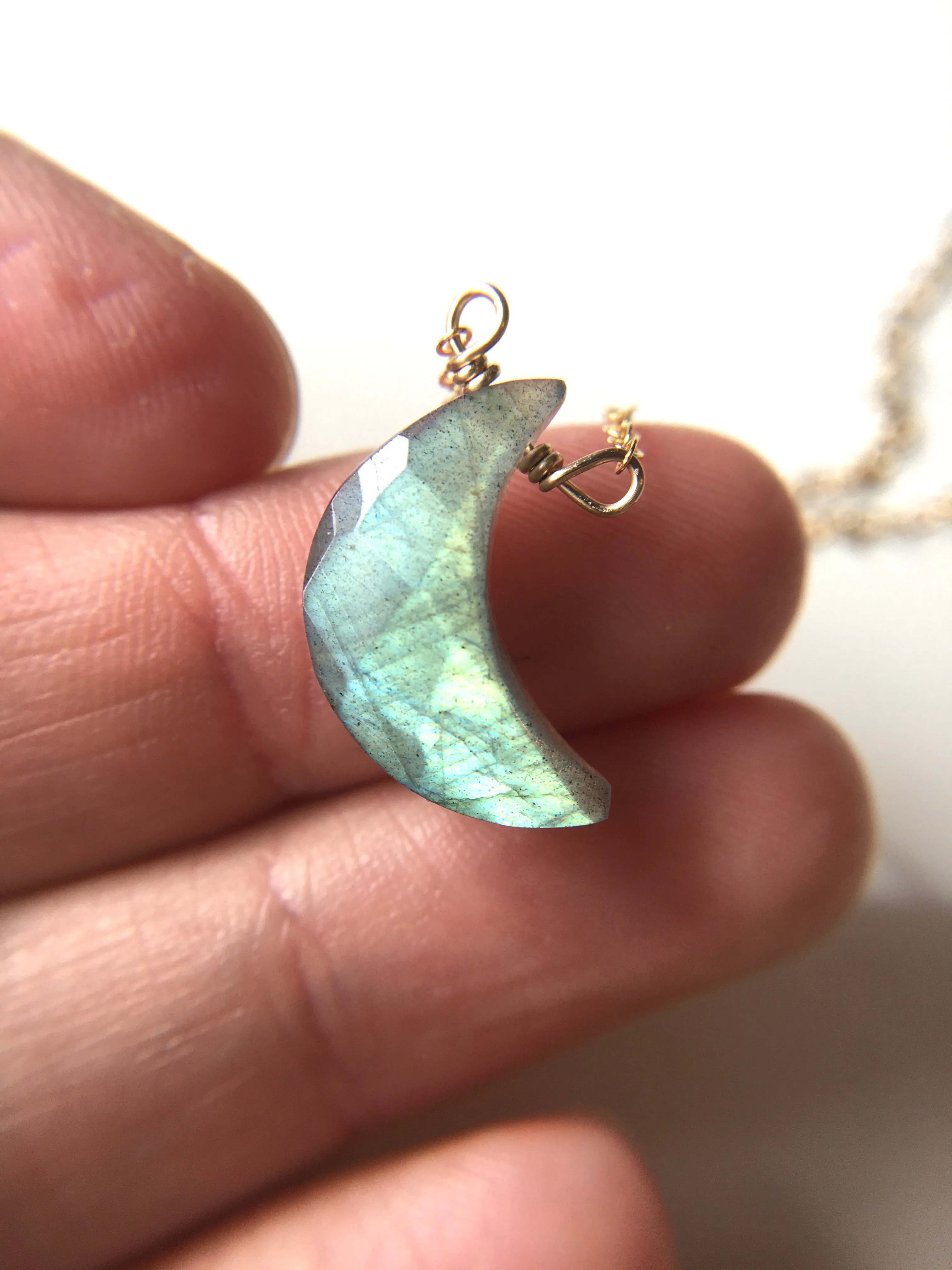 Faceted Labradorite Moon Crystal Necklace