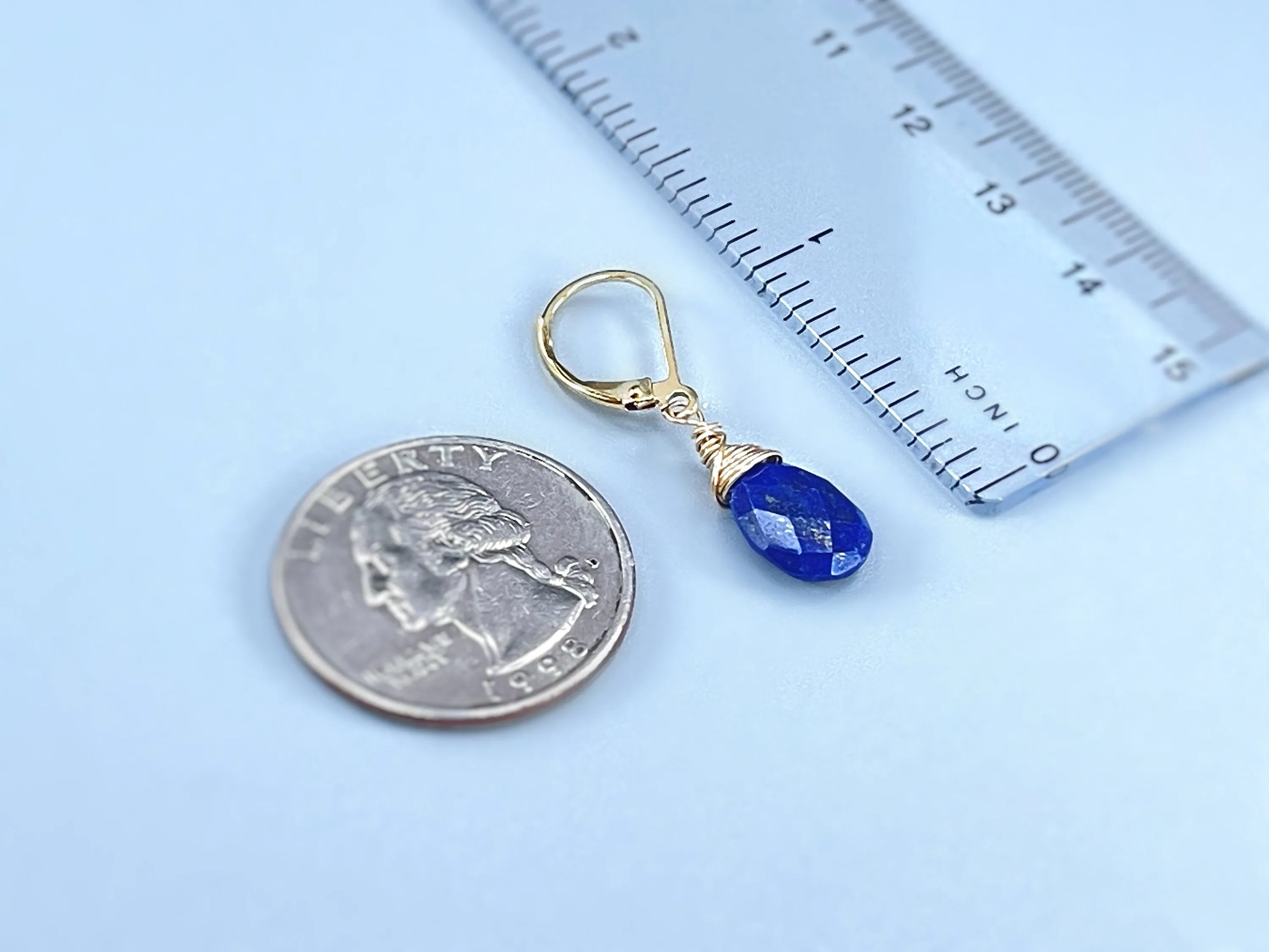 Facetted Lapis Lazuli Earrings Dangle Silver