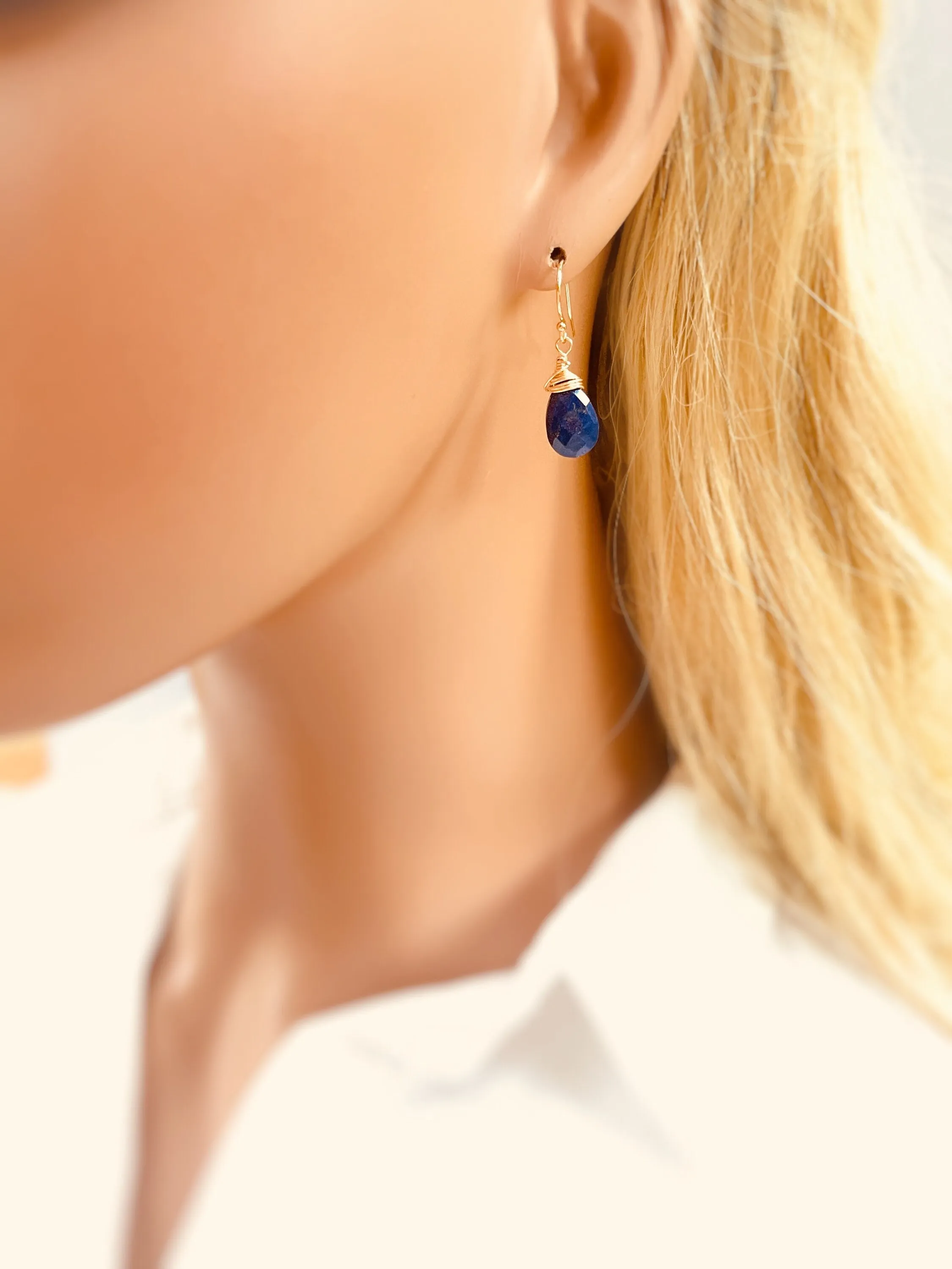 Facetted Lapis Lazuli Earrings Dangle Silver