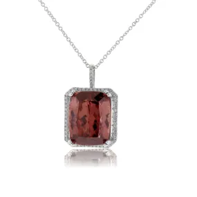 Fancy Step Cut Zircon with Diamond Halo Pendant