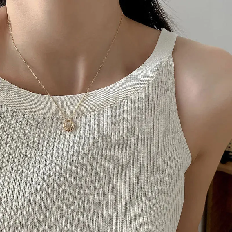 Fashion Circle Necklace with Cubic Zirconia Simple Stylish Clavicle Chain Necklace for Women Wedding Luxury Jewelry 2023 Trend