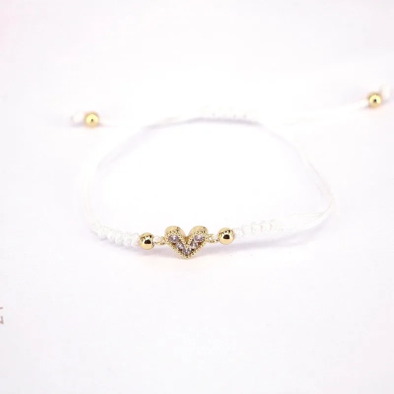 Fashion Jewelry Adjustable Micro-set Colored Zircon Heart Copper Bracelet