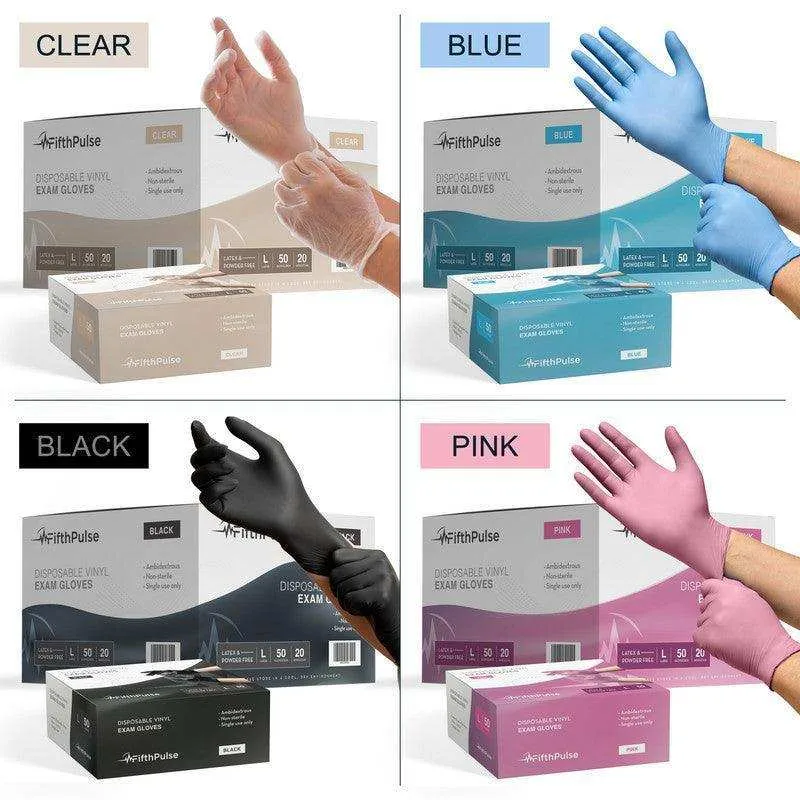 FifthPulse Vinyl Exam Gloves 50 Pack - Powder Free