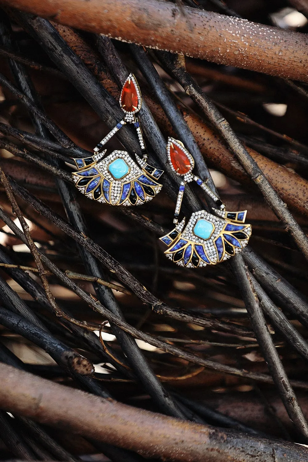 Fire Opal Egypt Earrings