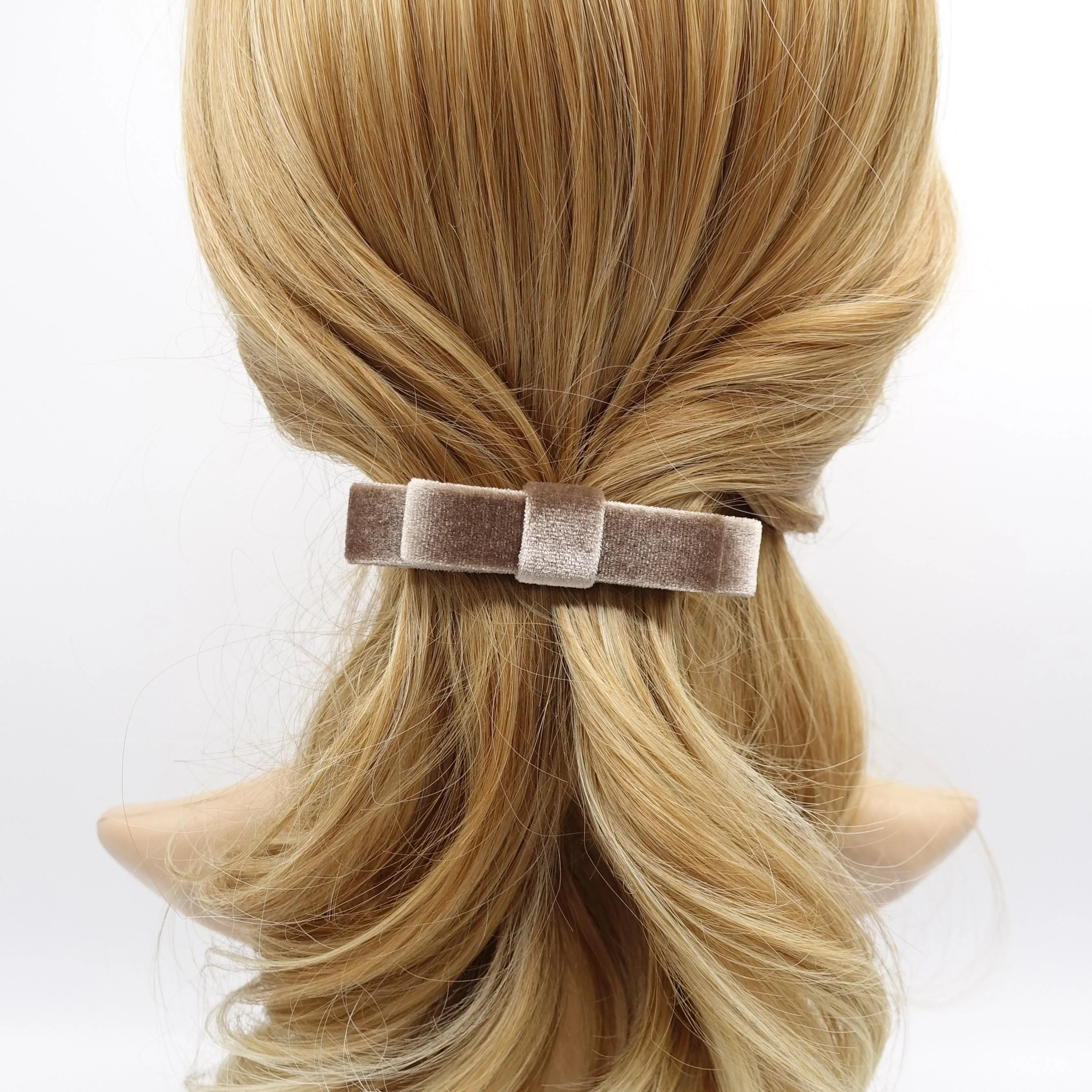 flat velvet hair bow, small velvet hair barrette