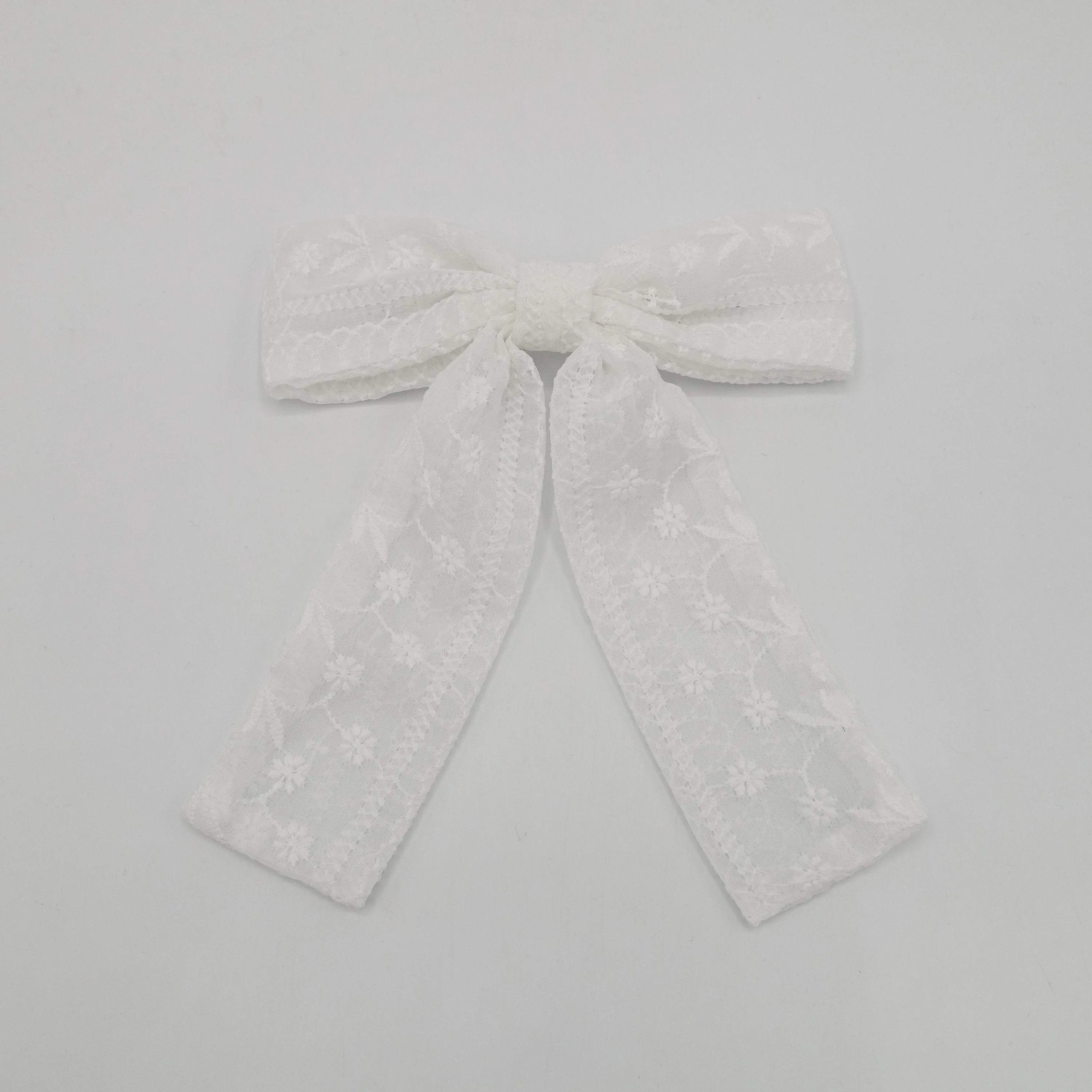 flower embroidered tail hair bow cute hair accessory for women