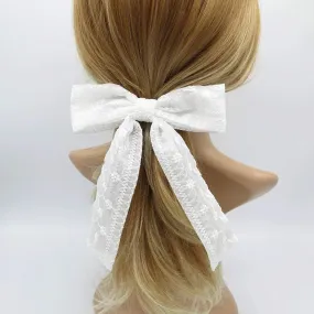 flower embroidered tail hair bow cute hair accessory for women