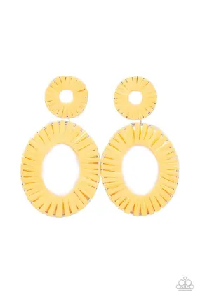 Foxy Flamenco Yellow Earrings - Paparazzi Accessories