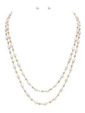 Freshwater Pear Layered Necklace Set