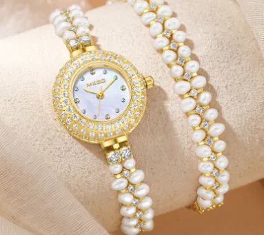 Freshwater Pearl Bracelet Watch - Elegant Ladies' Jewelry Gift