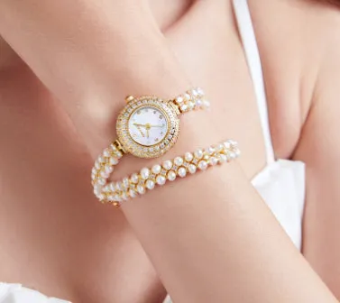 Freshwater Pearl Bracelet Watch - Elegant Ladies' Jewelry Gift