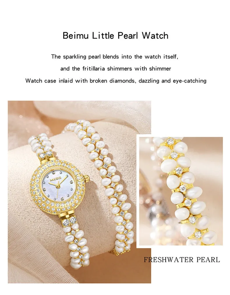 Freshwater Pearl Bracelet Watch - Elegant Ladies' Jewelry Gift