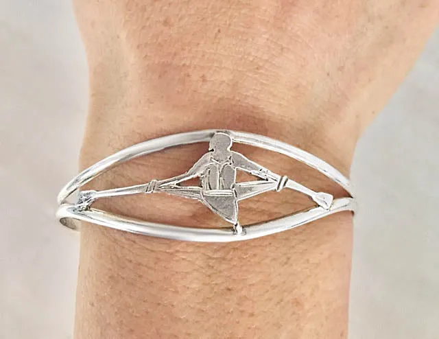 Front View Rowing Single Sculler in Split Cuff Bracelet