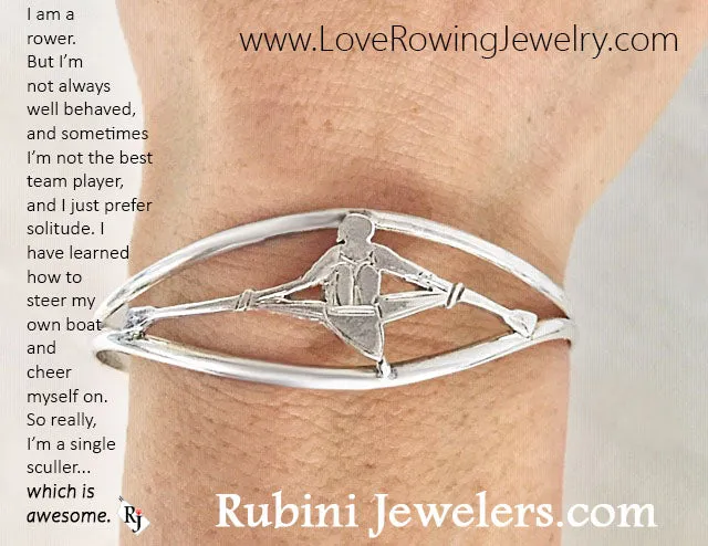 Front View Rowing Single Sculler in Split Cuff Bracelet