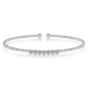 Gabriel & Co. Bujukan Bead and Cluster Diamond Open Bangle in 14K White Gold