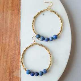 Gemstone Golden Row Earrings