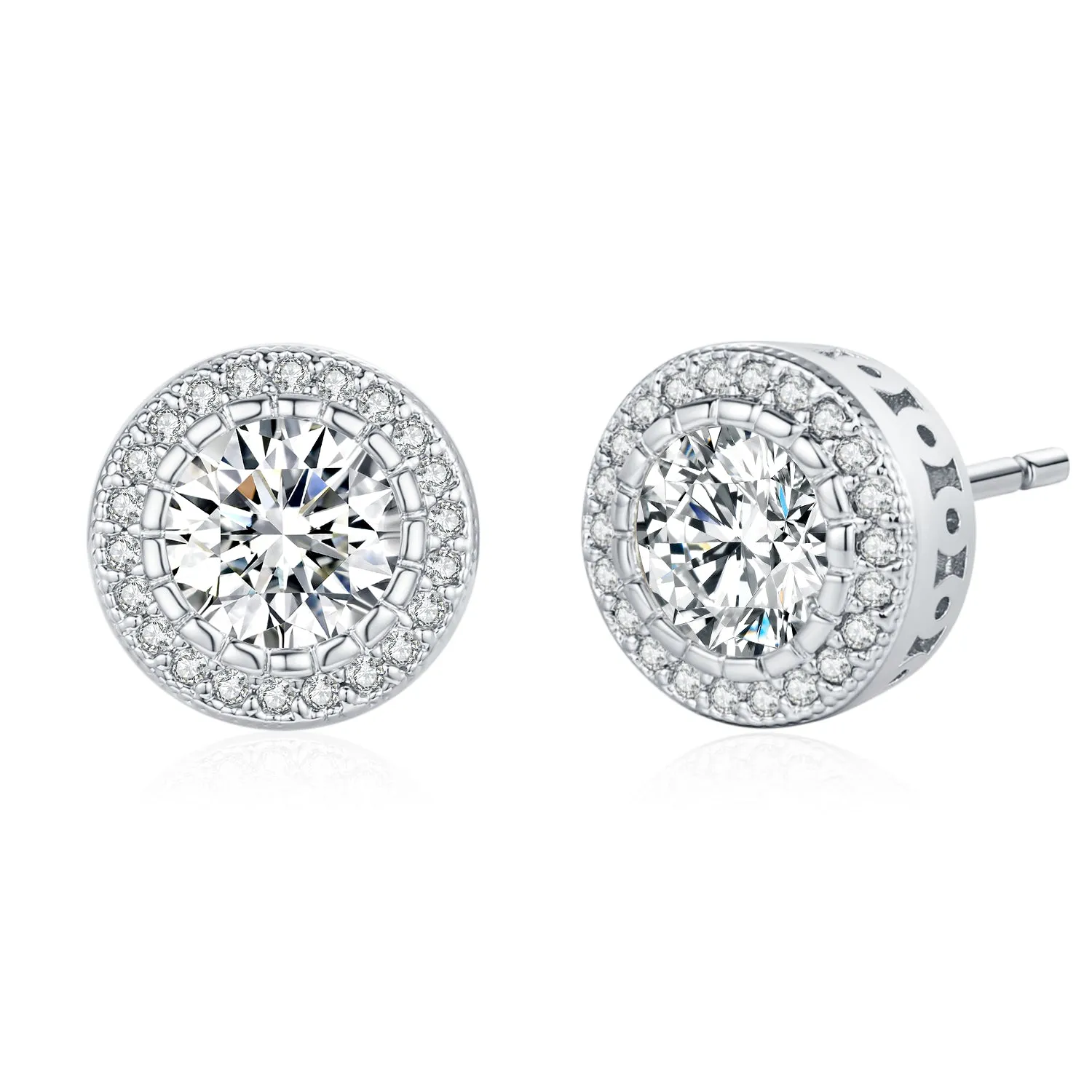 Genevive Marie Solitaire Golden Halo Earrings